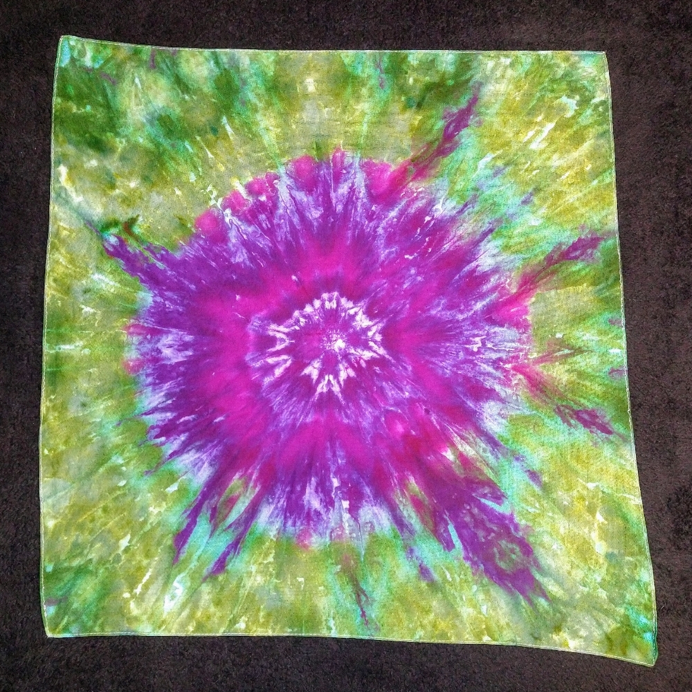 Purple And Green Ice Dye Tie Dye Bandana